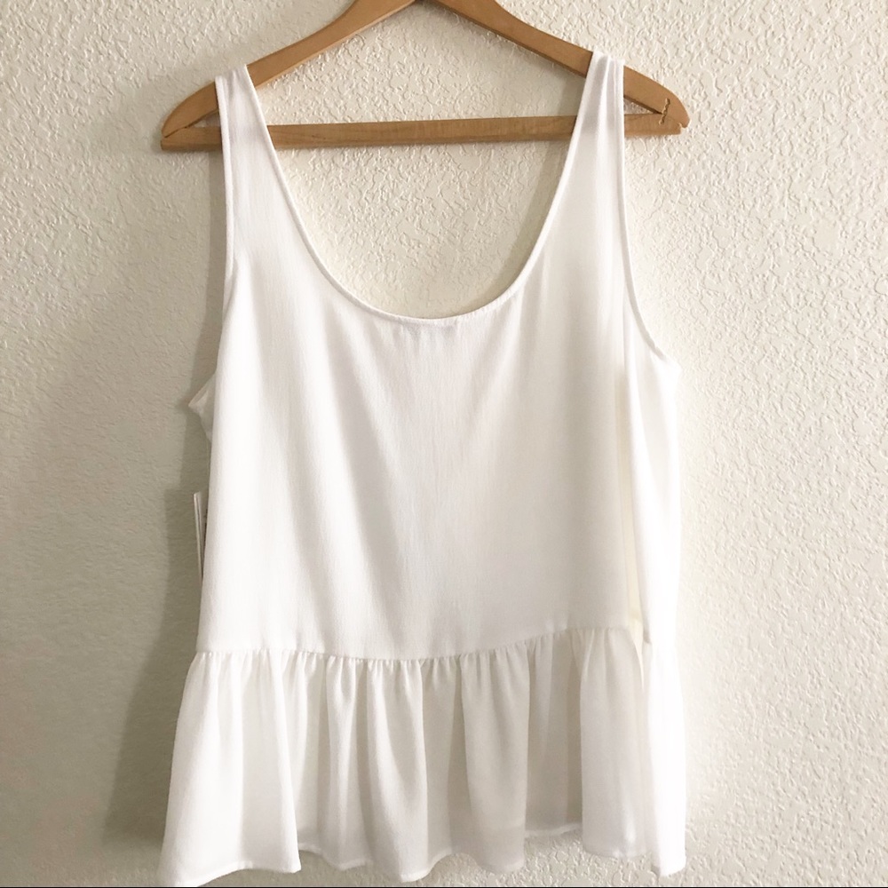 White Peplum Blouse Halston Large - Picture 3 of 6